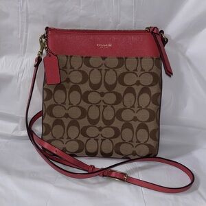 Coach Signature Crossbody Bag in Brown & Pink